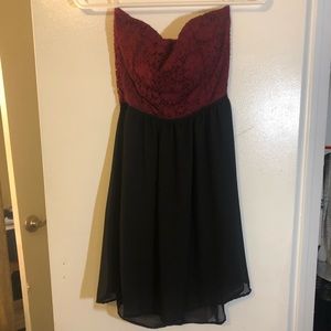Small Maroon Strapless Dress